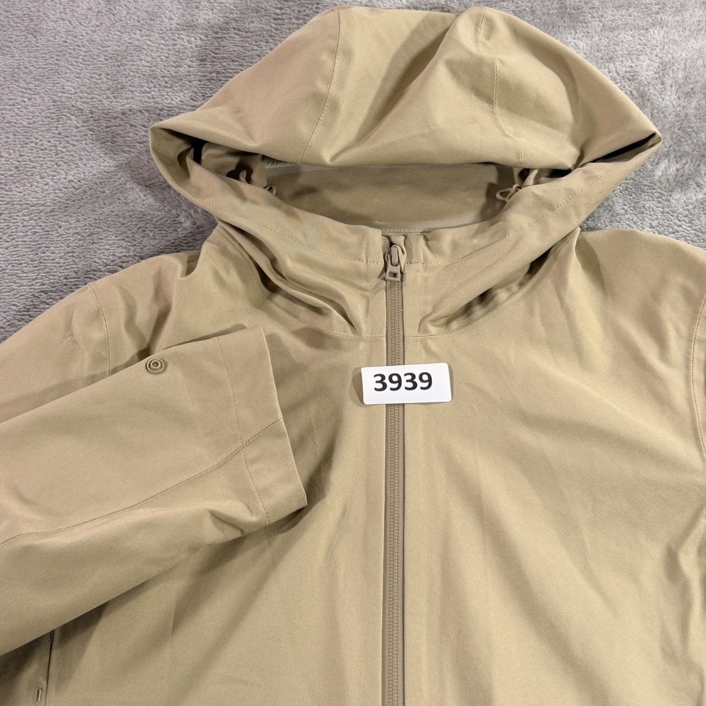 Uniqlo Blocktech Parka Youth Large Tan Beige Water Resistant Windproof Jacket